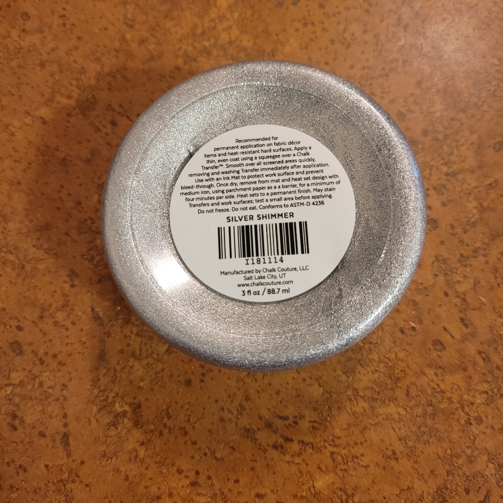NEW Sealed 3oz Container Chalk Couture Permanent Ink Silver Shimmer
